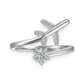 Anillo abierto de moissanitas 0,13 ct en plata
