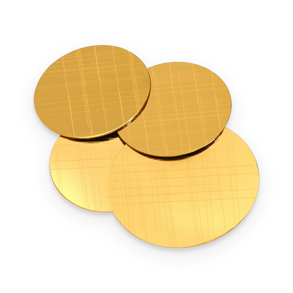 Anillo de discos superpuestos en acero dorado