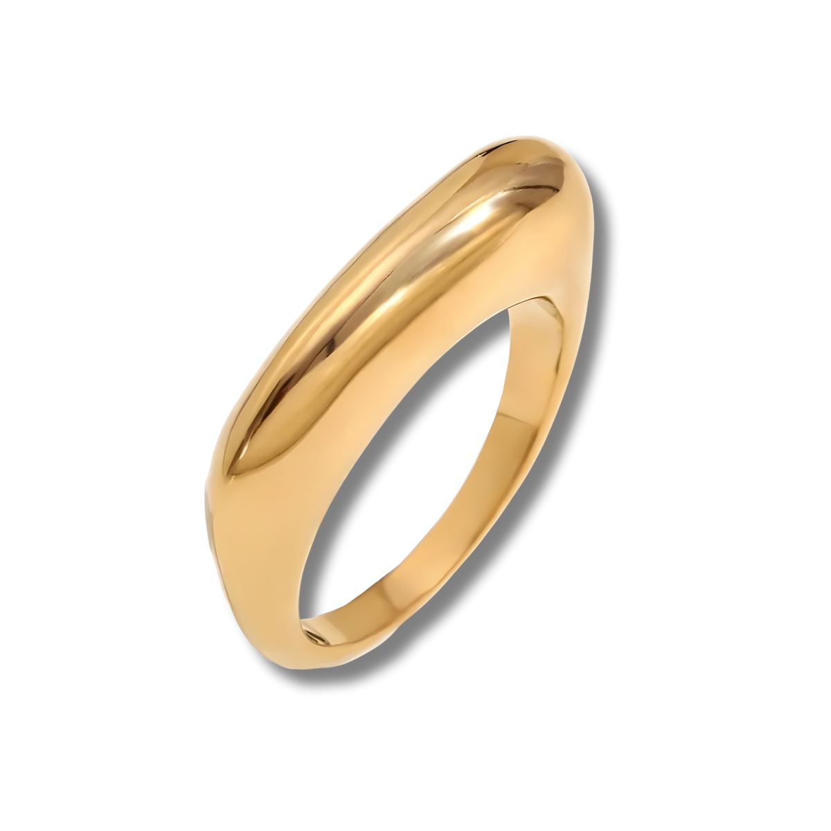 Anillo de banda ancha en acero dorado