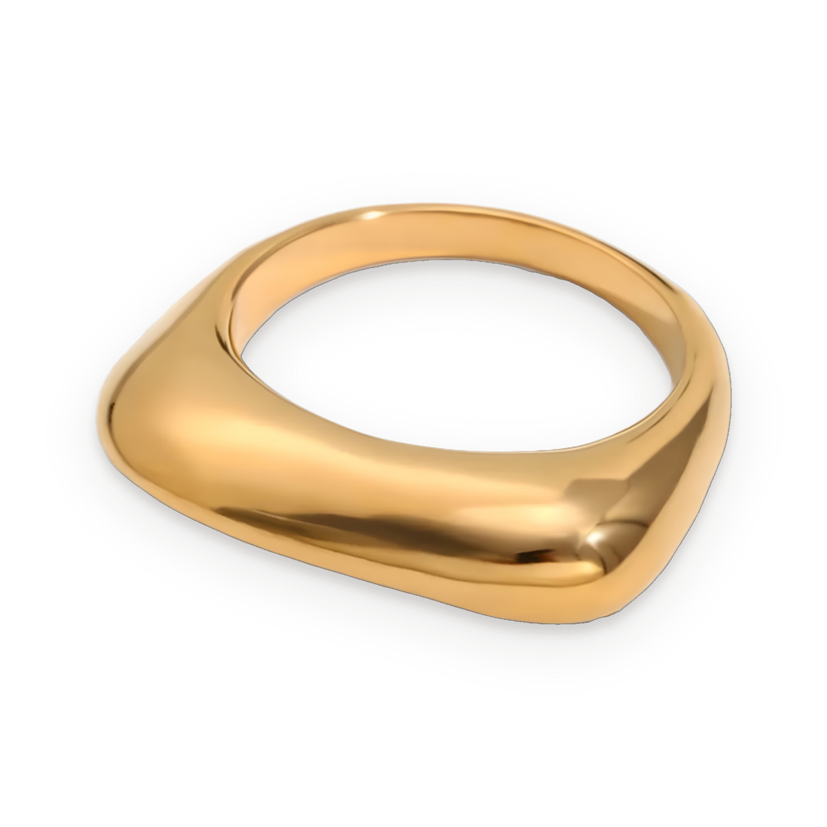 Anillo de banda ancha en acero dorado