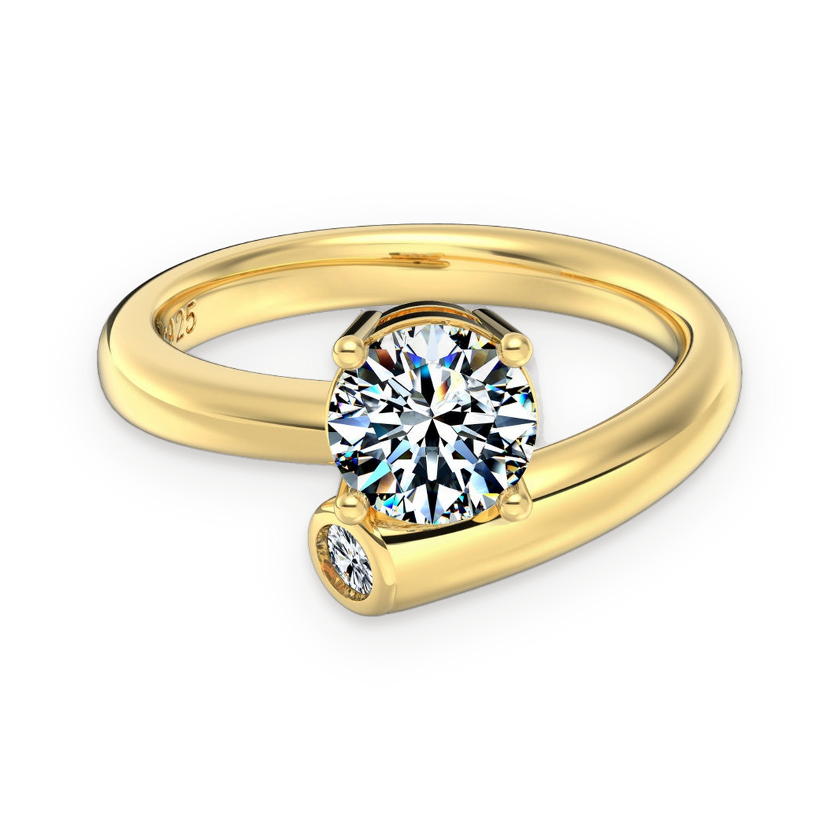 Anillo solitario de moissanita 1 ct dorado