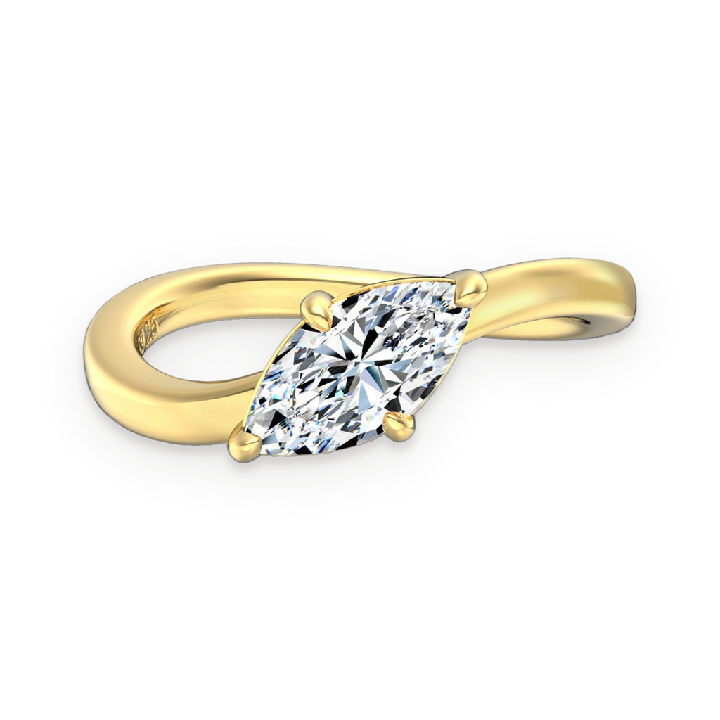 Anillo solitario de moissanita 1 ct dorado