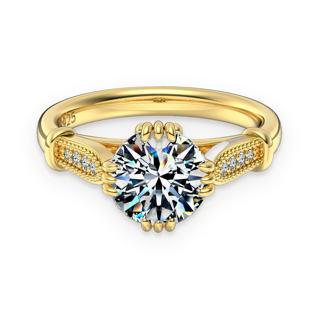 Anillo solitario de moissanita 2 ct dorado