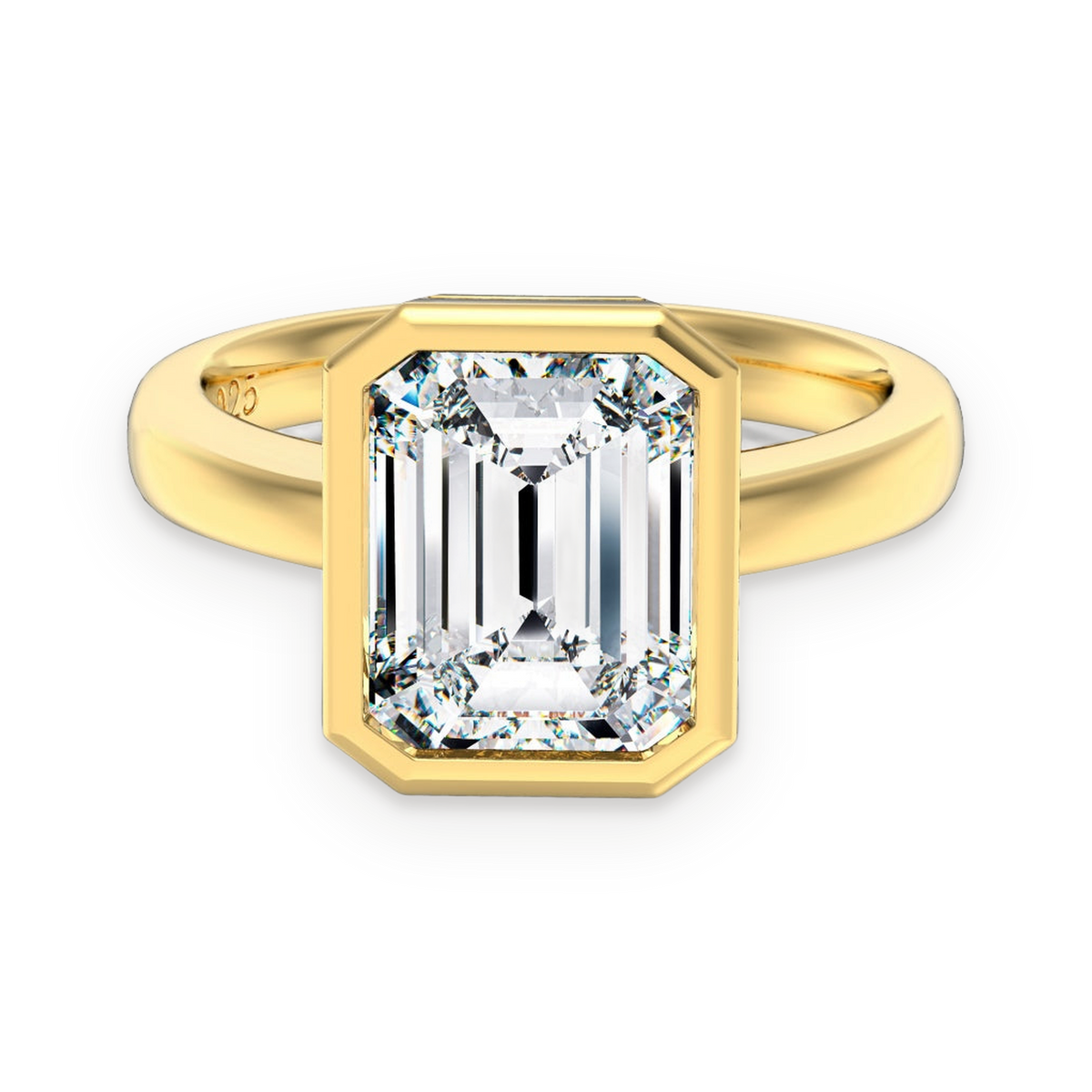 Anillo solitario de moissanita 4 ct dorado