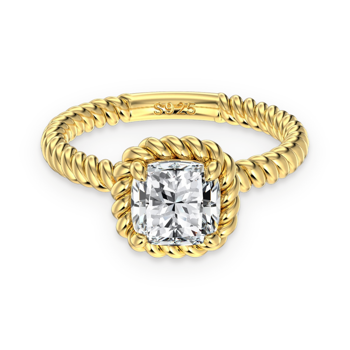 Anillo trenzado de moissanita 1 ct dorado
