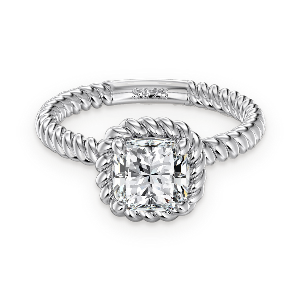 Anillo trenzado de moissanita 1 ct en plata