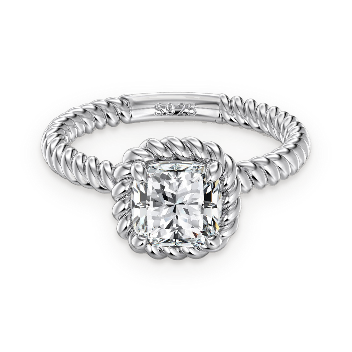 Anillo trenzado de moissanita 1 ct en plata