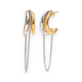 Pendientes de aro doble con cadena en acero dorado
