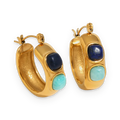 Pendientes de aro de piedras de colores en acero dorado