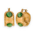 Pendientes de aro de ágatas verdes en acero dorado