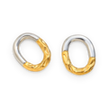 Pendientes de aro ovalado bicolor en acero dorado
