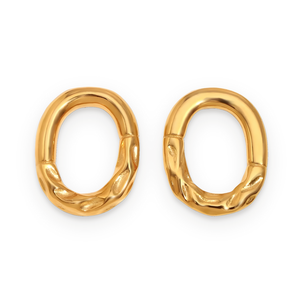 Pendientes de aro ovalados en acero dorado