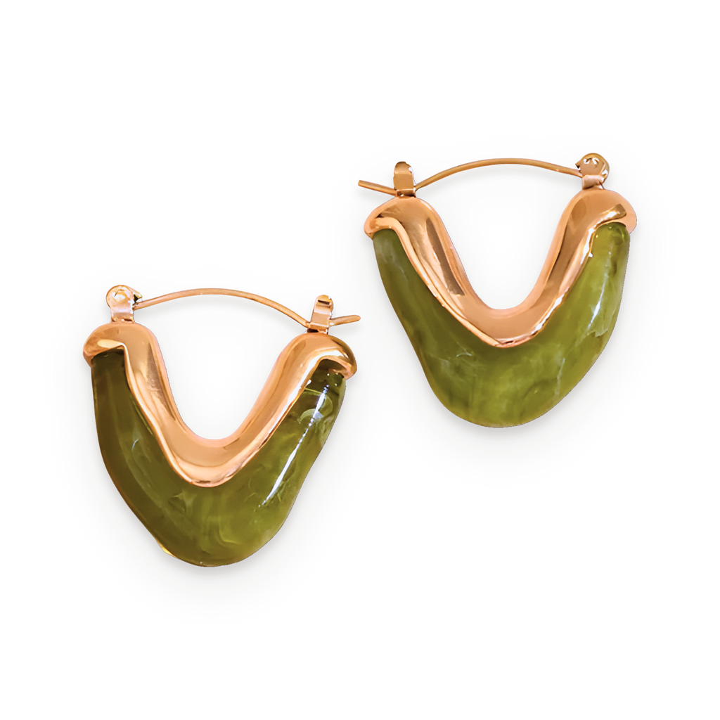 Pendientes de aro en V en acero dorado