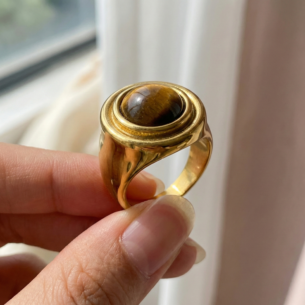 Anillo Sello Lumen Ojo de Tigre