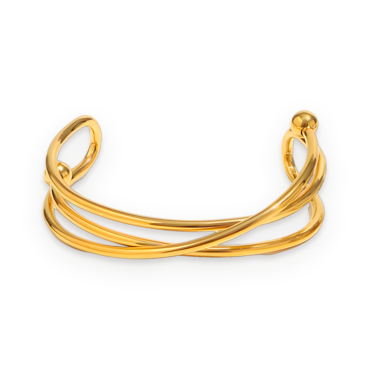 Pulsera brazalete entrecruzado en acero dorado