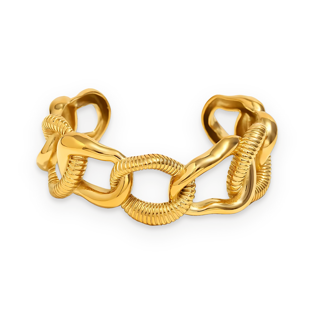 Pulsera brazalete de eslabones en acero dorado