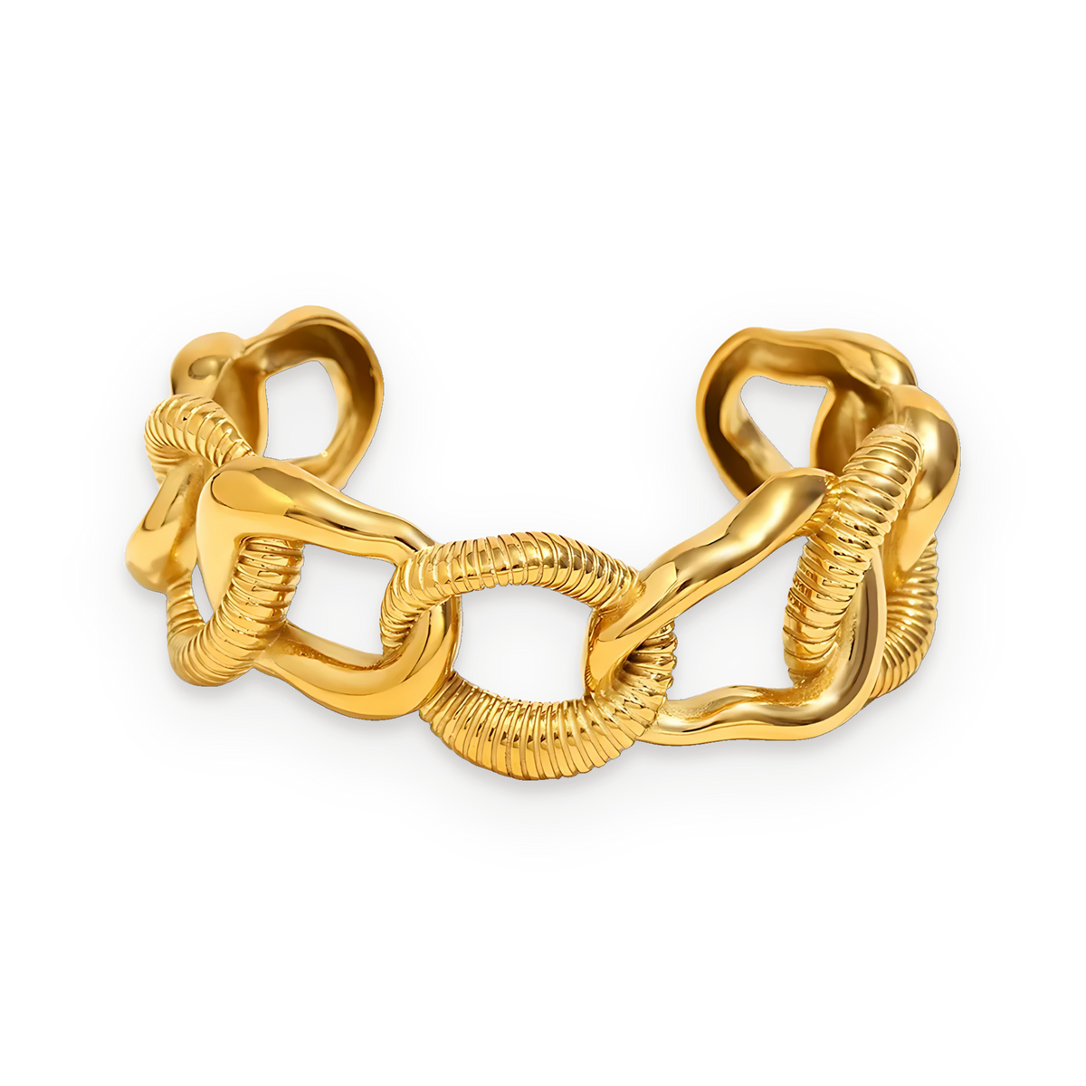 Pulsera brazalete de eslabones en acero dorado