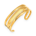 Pulsera brazalete de tres líneas en acero dorado