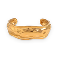 Pulsera brazalete de ondas orgánicas en acero dorado