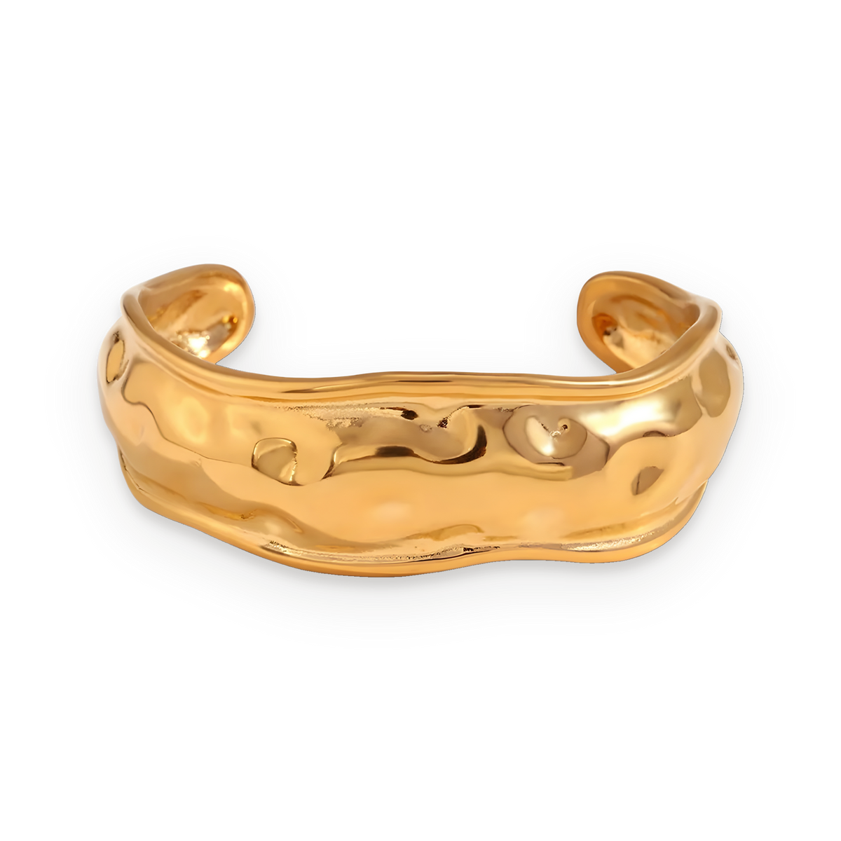 Pulsera brazalete de ondas orgánicas en acero dorado