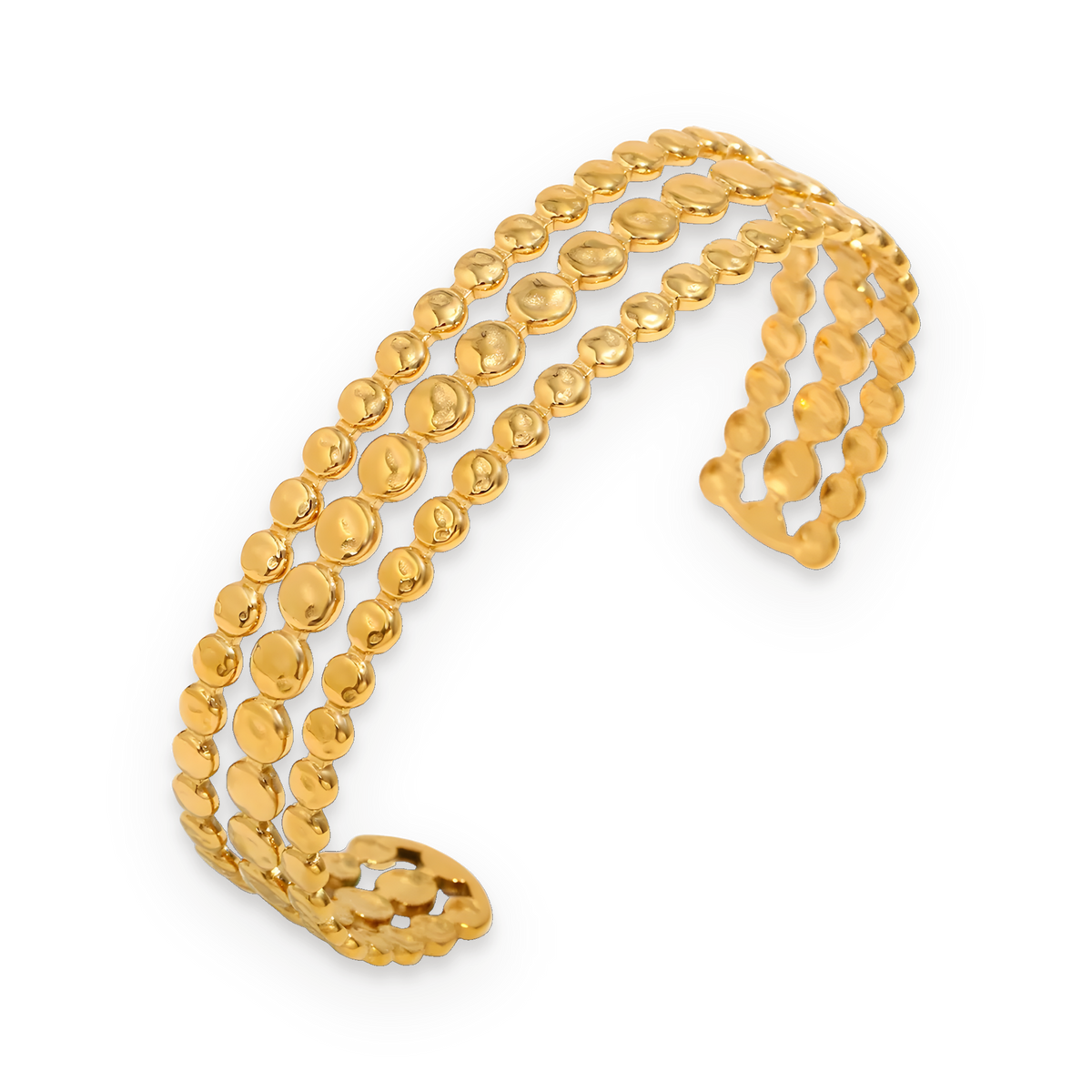 Pulsera brazalete triple en acero dorado