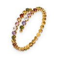 Pulsera geométrica de circonitas multicolor en acero dorado