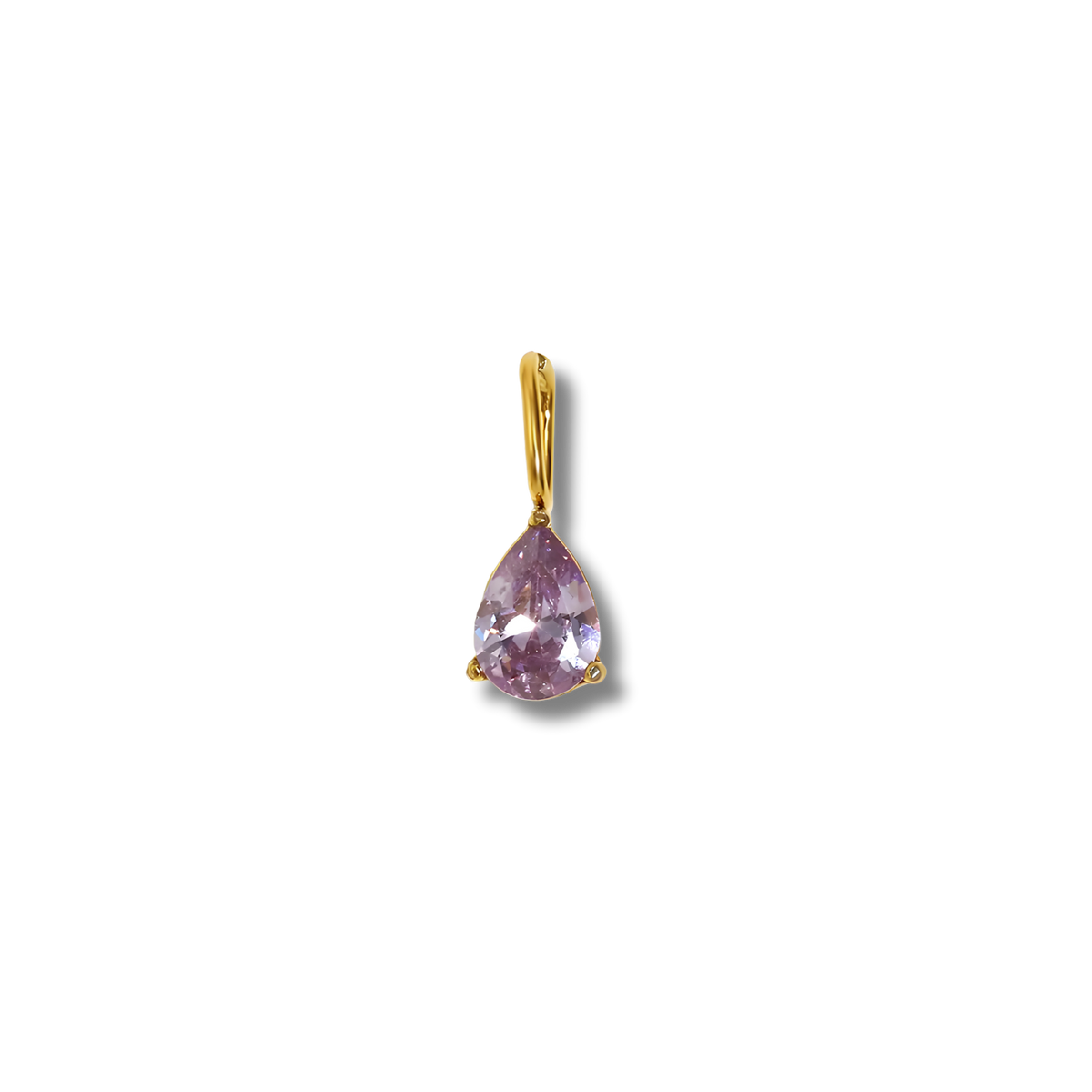 Charm de gota de circonita en acero dorado
