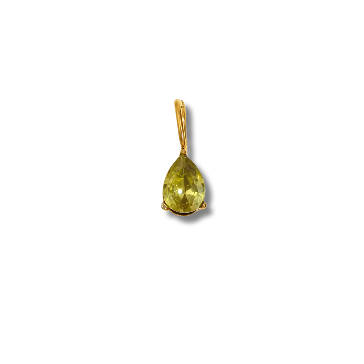 Charm de gota de circonita en acero dorado