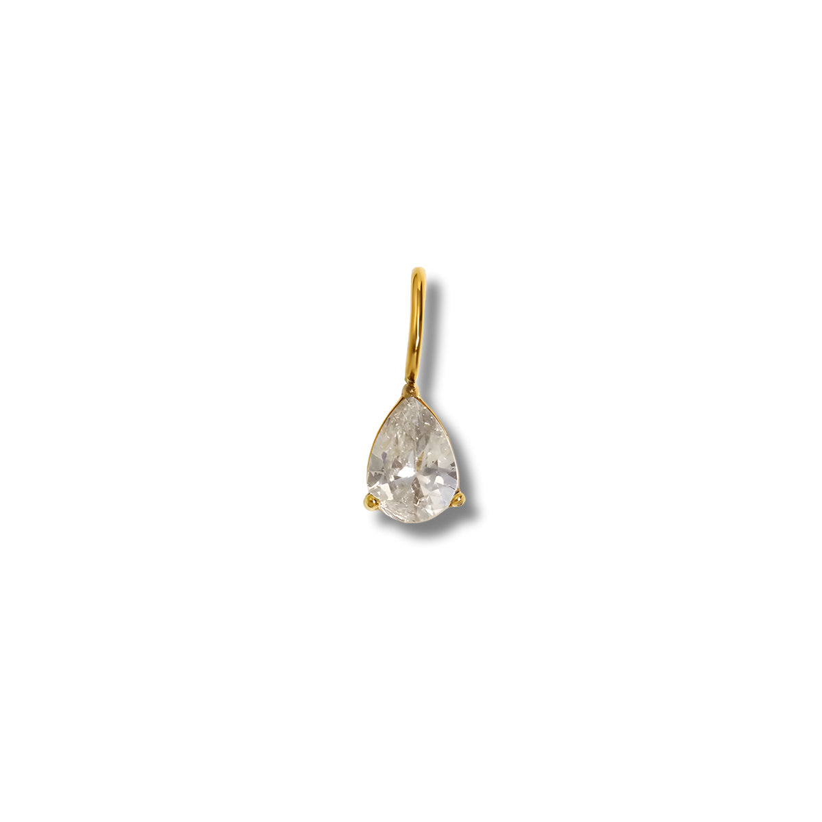Charm de gota de circonita en acero dorado