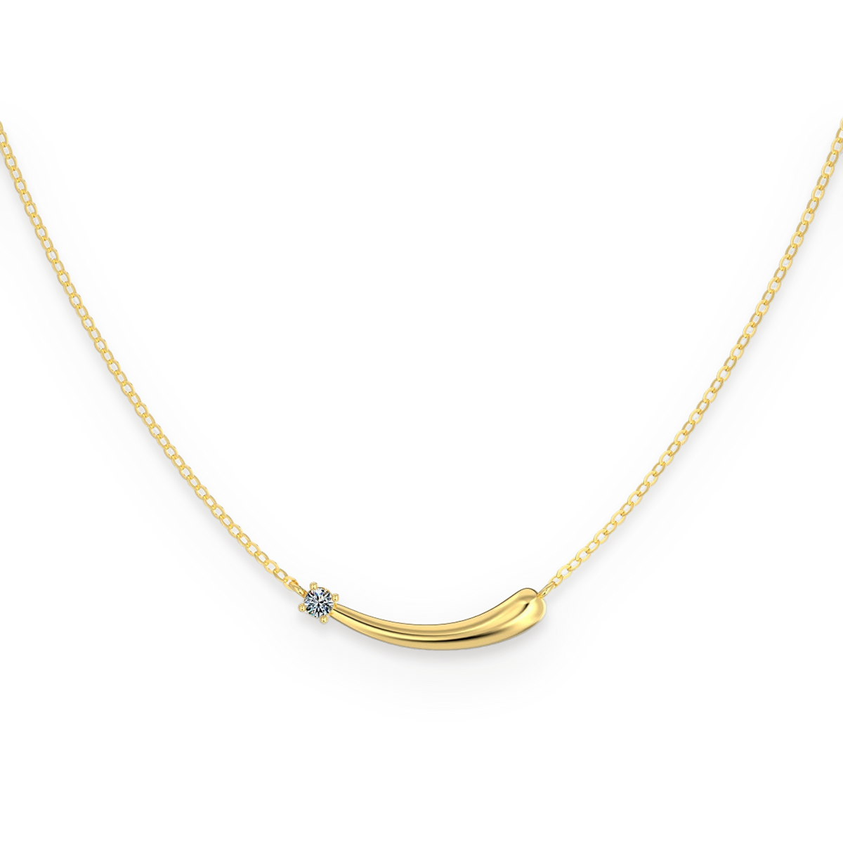 Collar con barra curva de moissanita 0,1 ct dorado
