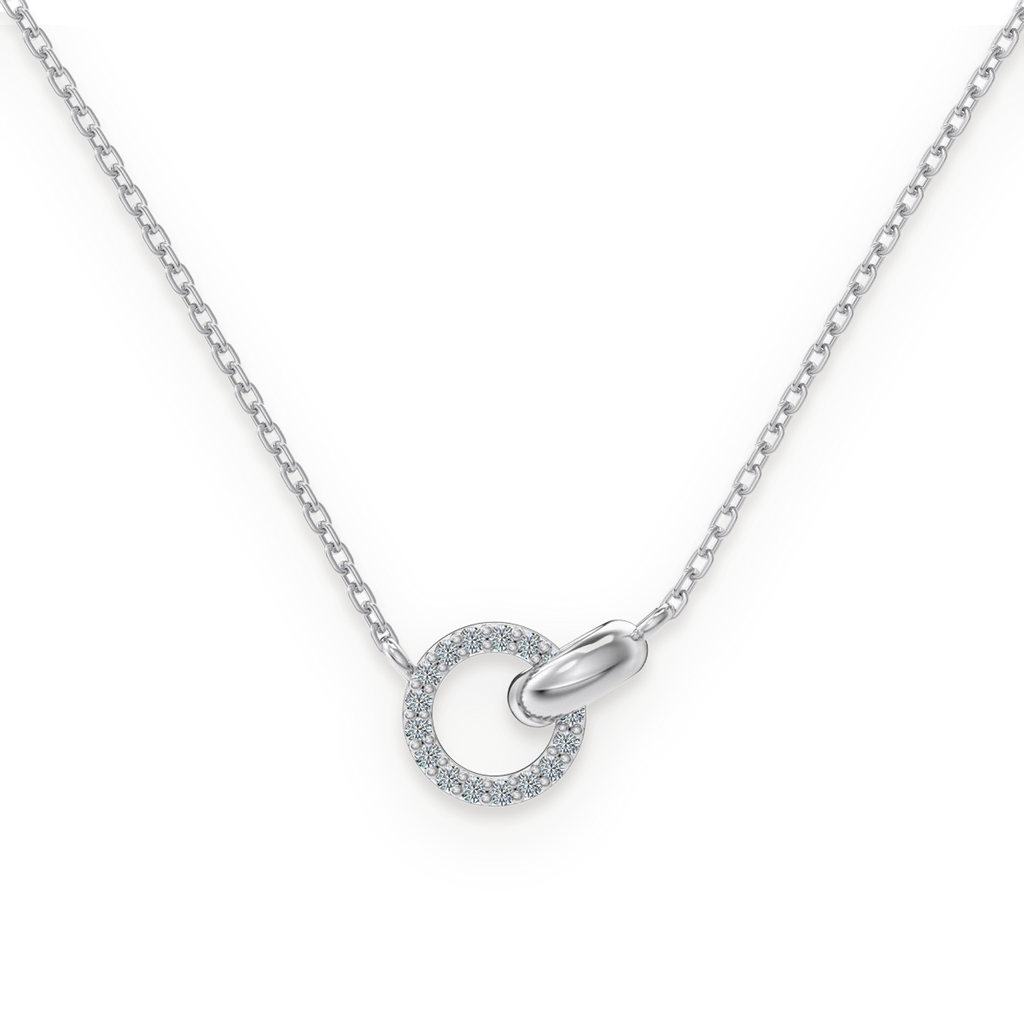 Collar con círculo de moissanitas 0,085 ct en plata