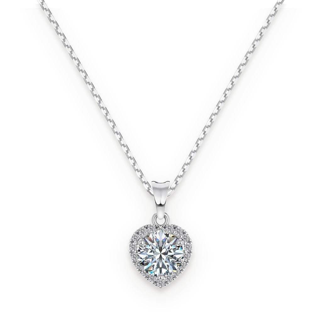 Collar con colgante de corazón de moissanita 1 ct en plata
