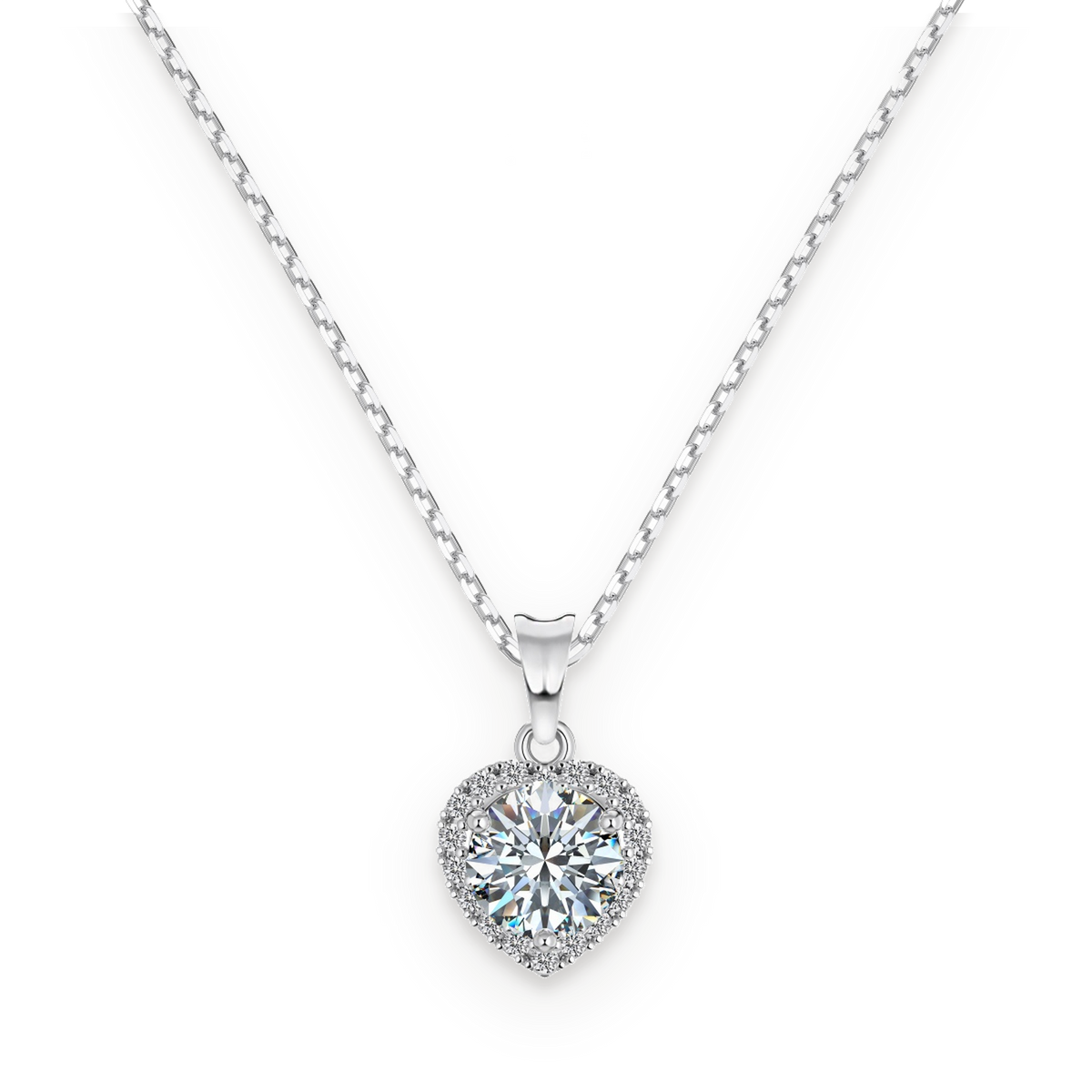 Collar con colgante de corazón de moissanita 1 ct en plata