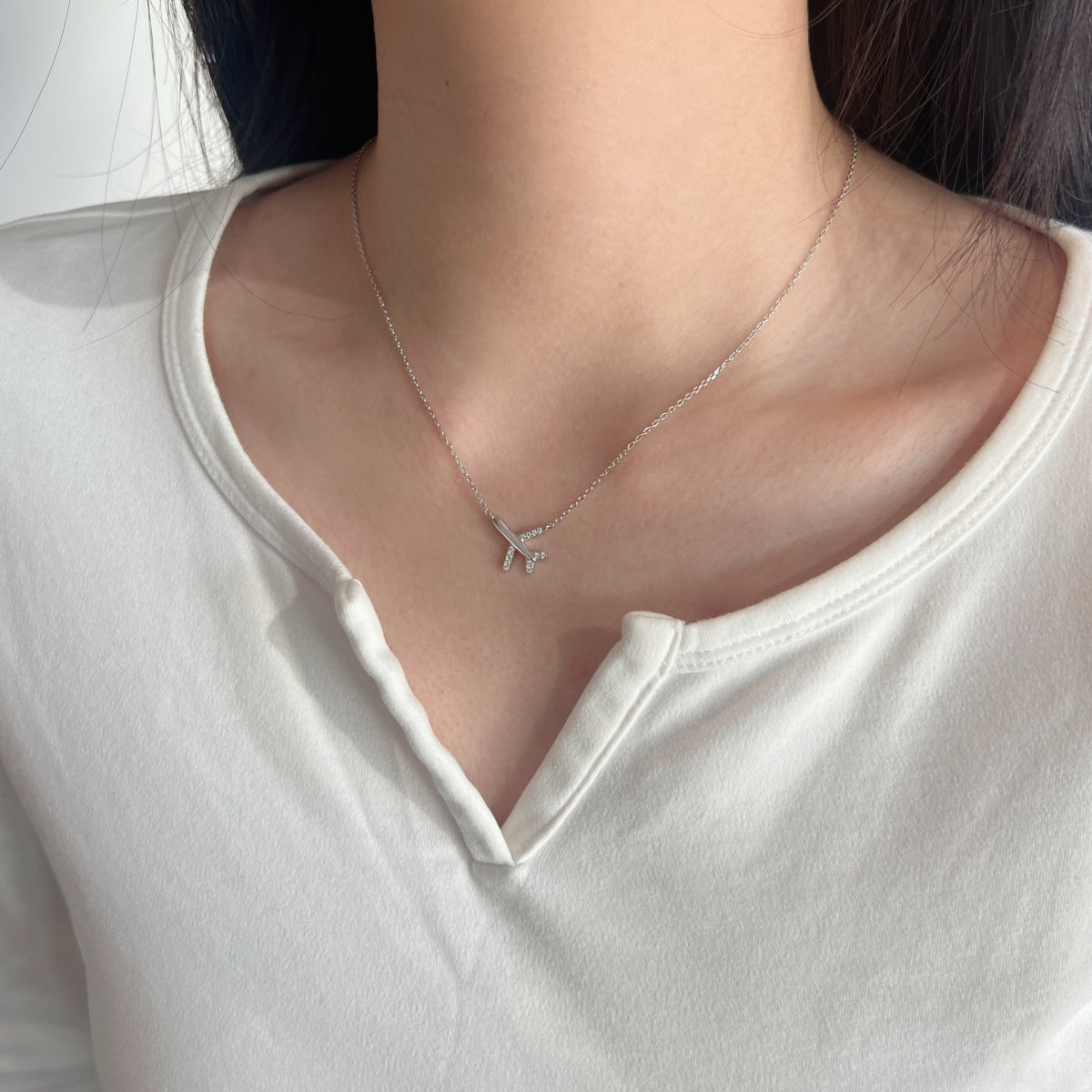 Collar con colgante de moissanitas 0,096 ct en plata