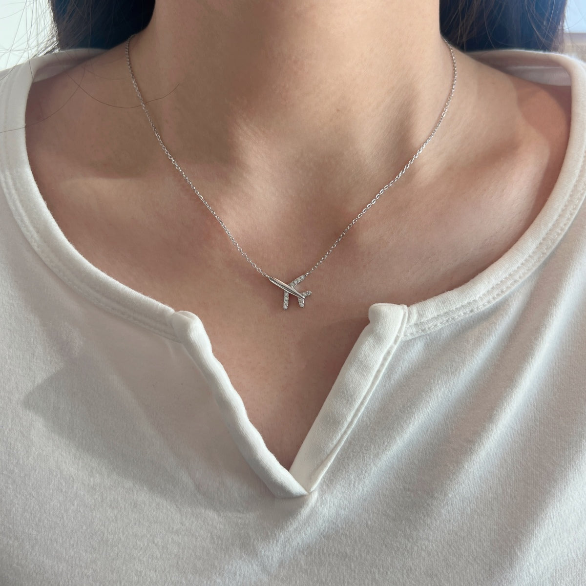 Collar con colgante de moissanitas 0,096 ct en plata