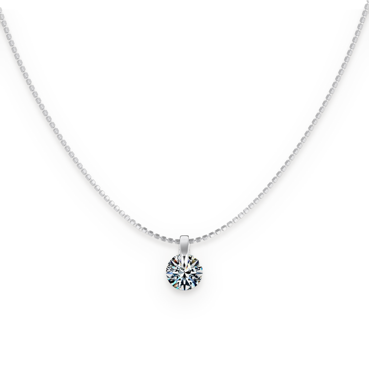 Collar con colgante redondo de moissanita 3 ct en plata