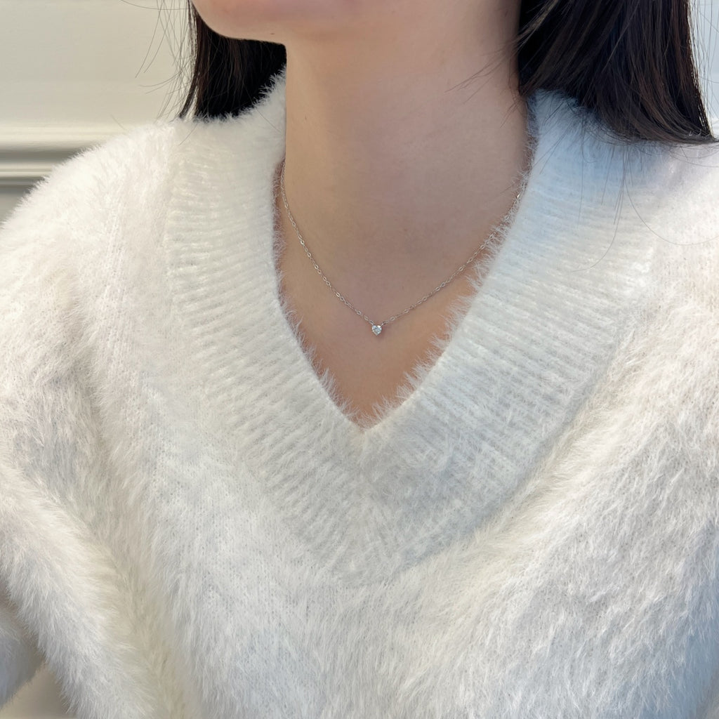 Collar con corazón de moissanita 0,3 ct en plata
