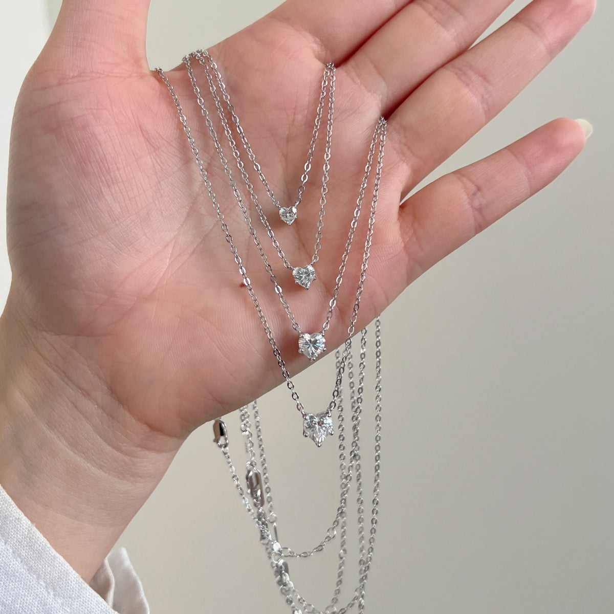 Collar con corazón de moissanita 0,3 ct en plata