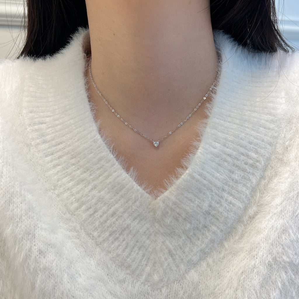 Collar con corazón de moissanita 0,3 ct en plata