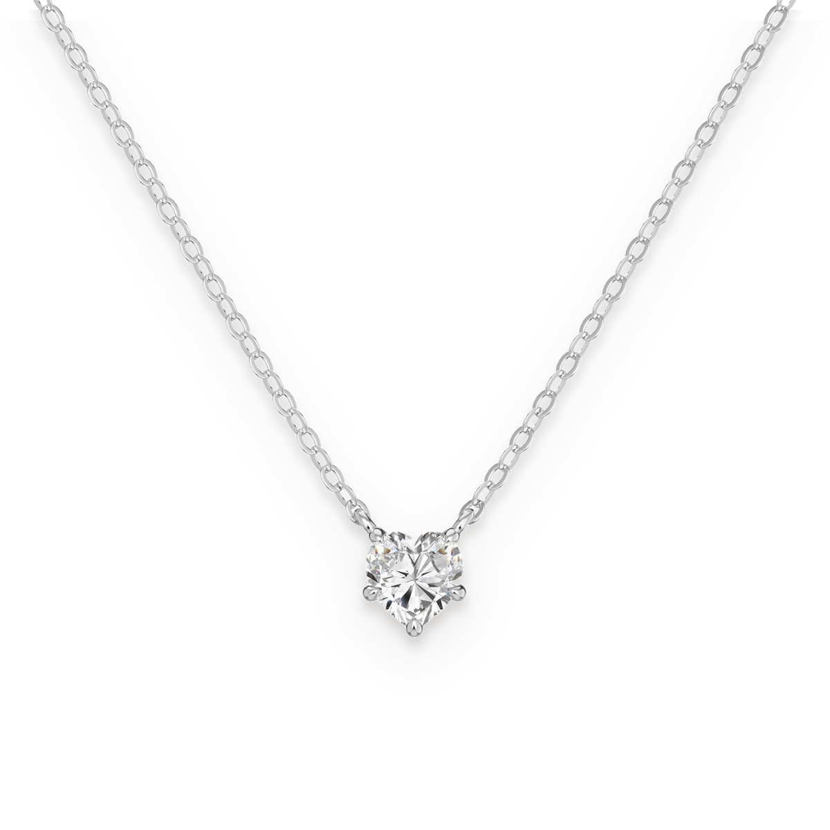 Collar con corazón de moissanita 0,8 ct en plata