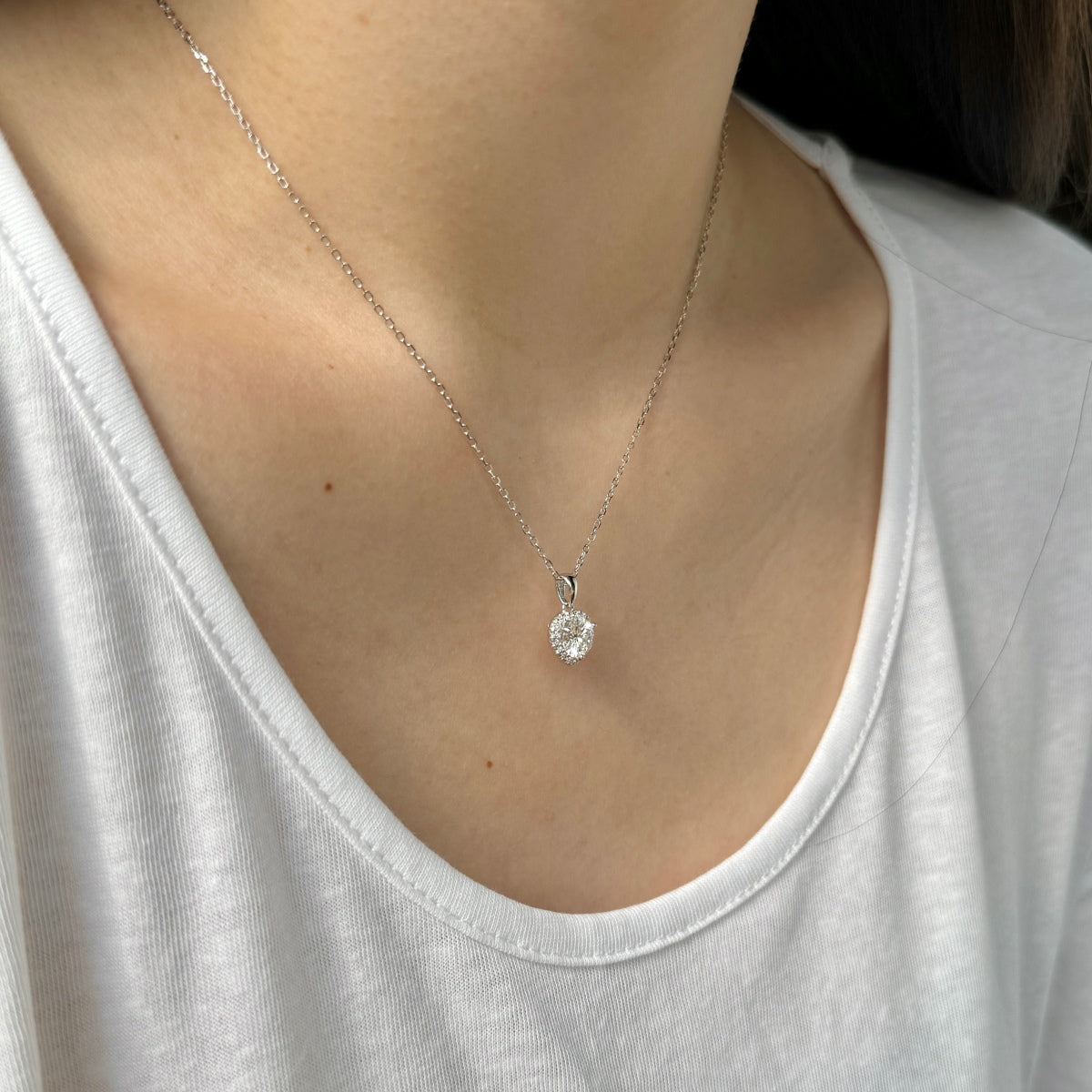 Collar con corazón de moissanitas 1 ct en plata