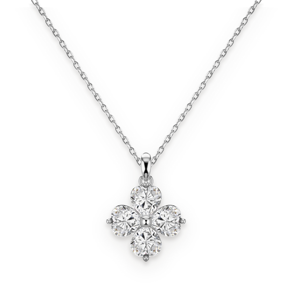 Collar con flor de moissanitas 3,2 ct en plata
