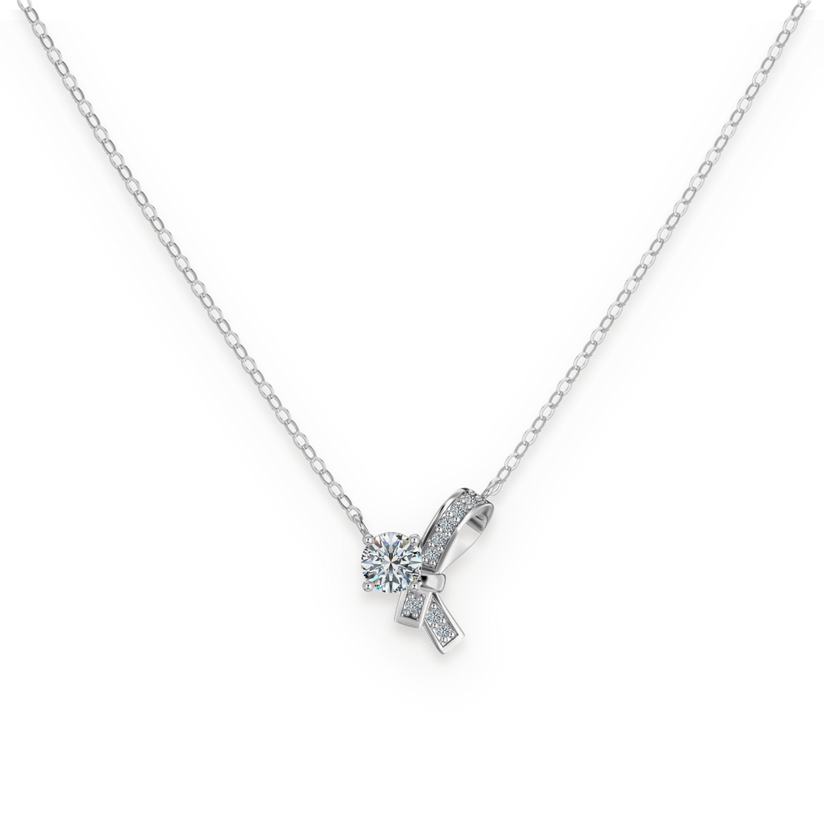 Collar con lazo de moissanita 0,6 ct en plata