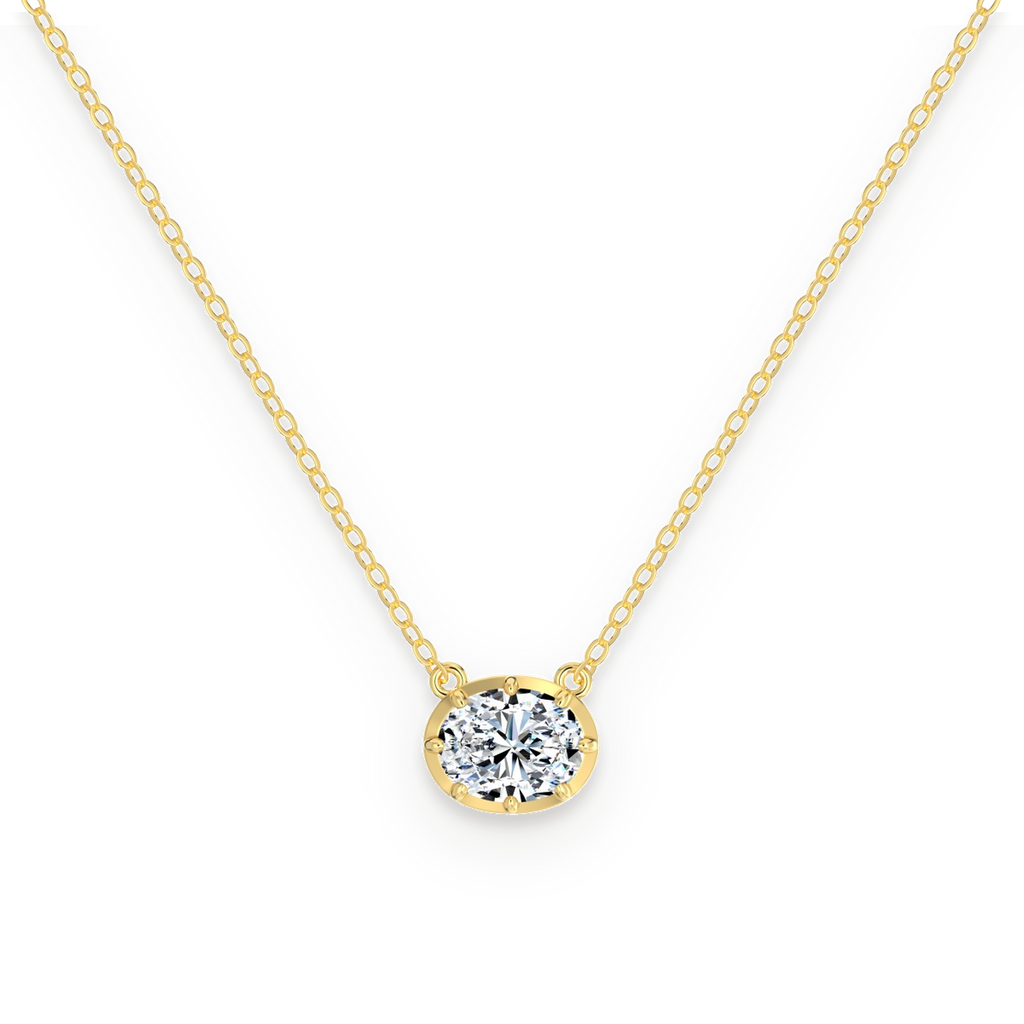 Collar con óvalo de moissanita 2 ct dorado
