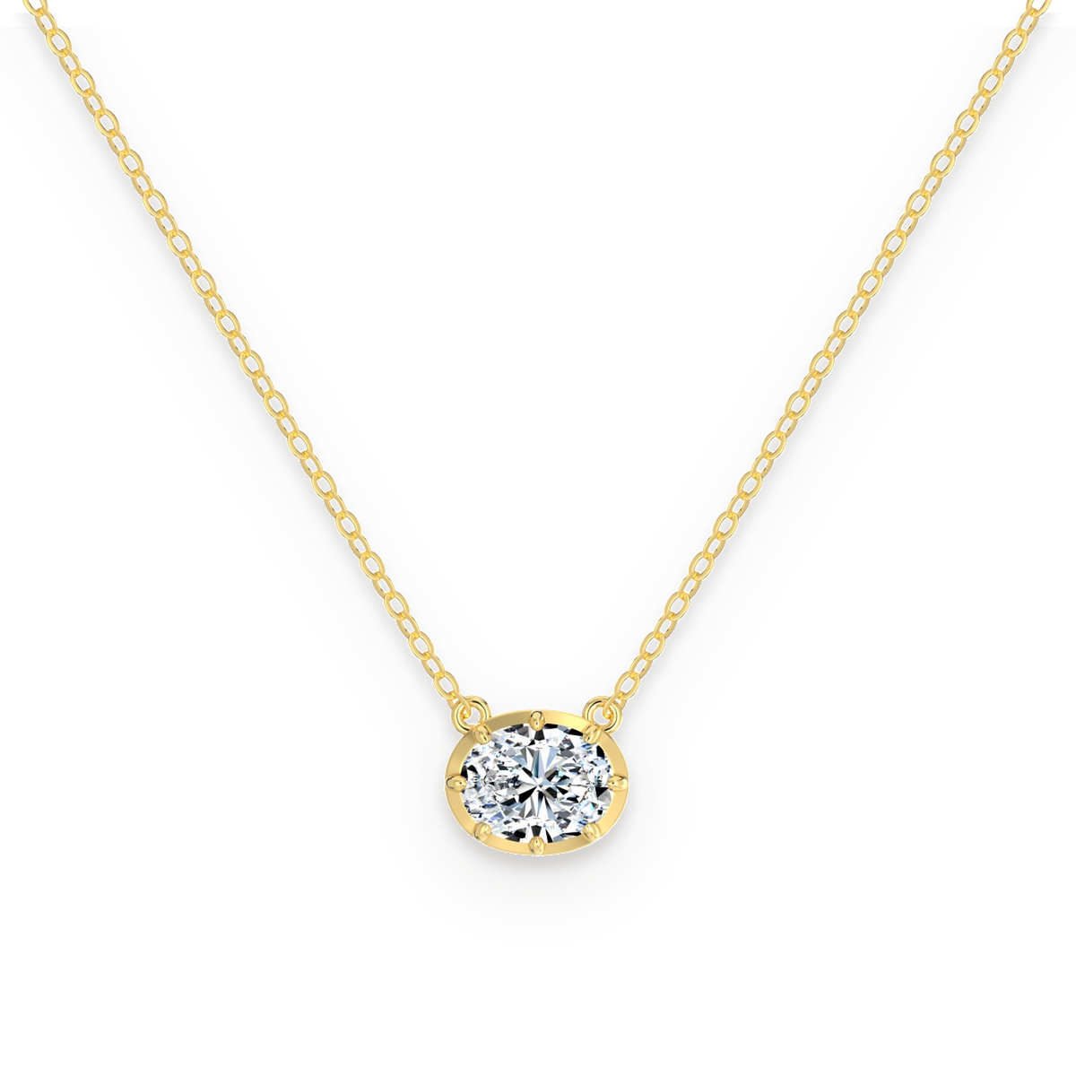 Collar con óvalo de moissanita 2 ct dorado
