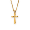 Collar con cruz en acero dorado