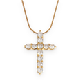 Collar cruz de circonitas en acero dorado