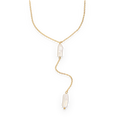 Collar tipo Y de perlas en acero dorado