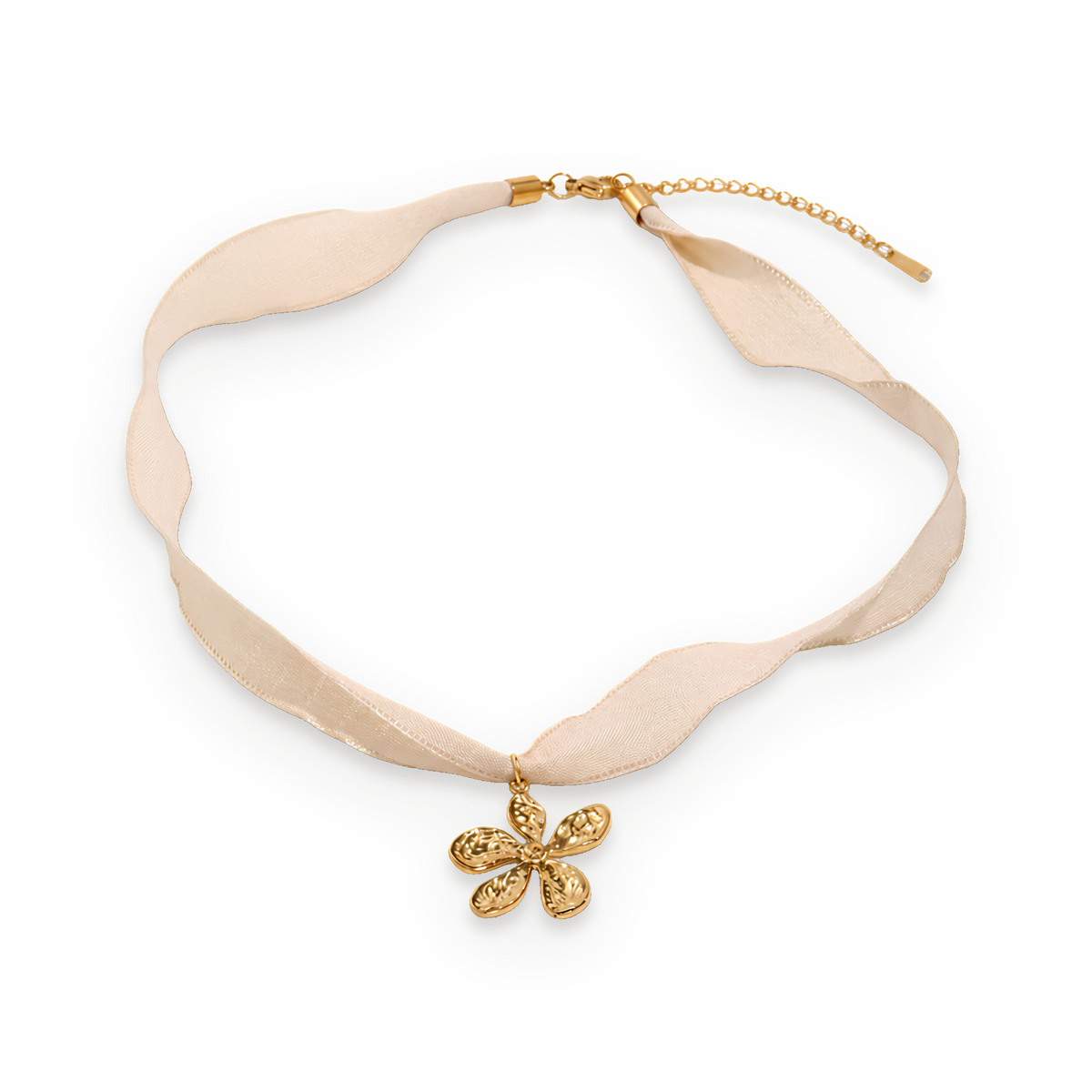Collar con colgante de flor en acero dorado
