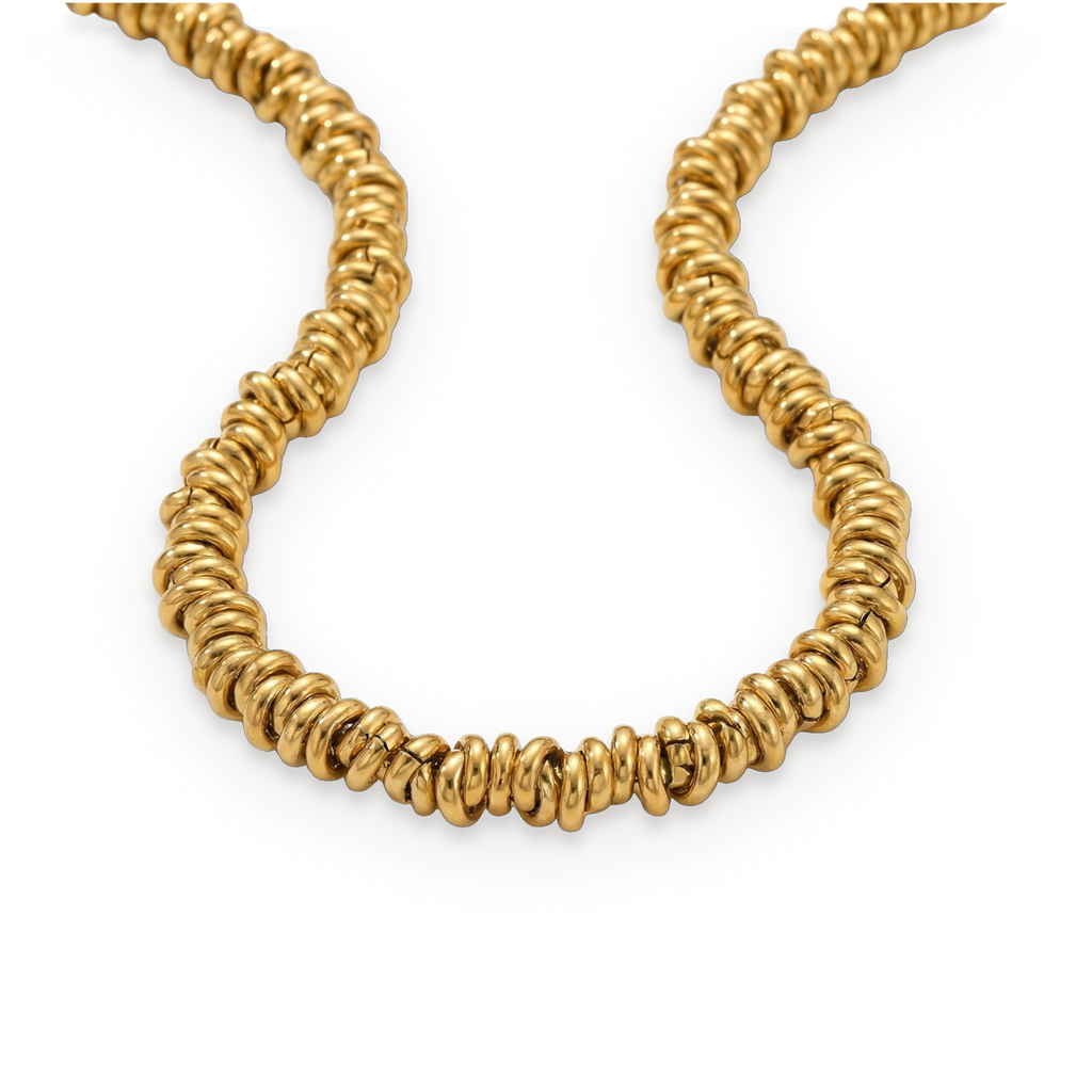 Collar de aros en acero dorado